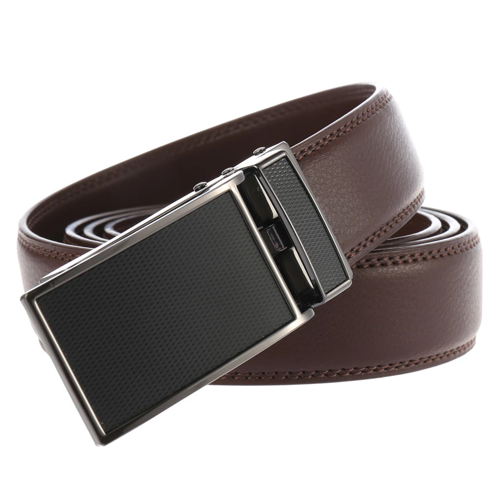 JMT-345482 Men's Leather Automatic Buckle Belt with Alloy Finish - Customisable Design