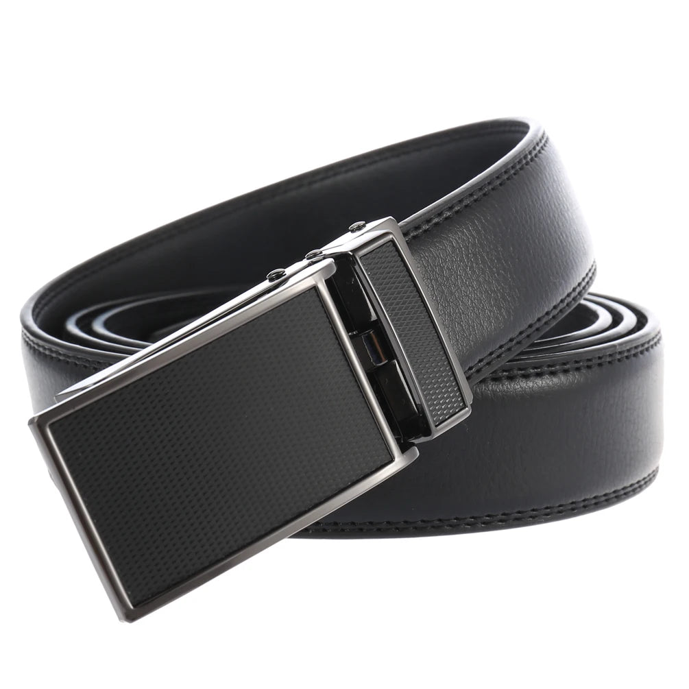 JMT-345482 Men's Leather Automatic Buckle Belt with Alloy Finish - Customisable Design