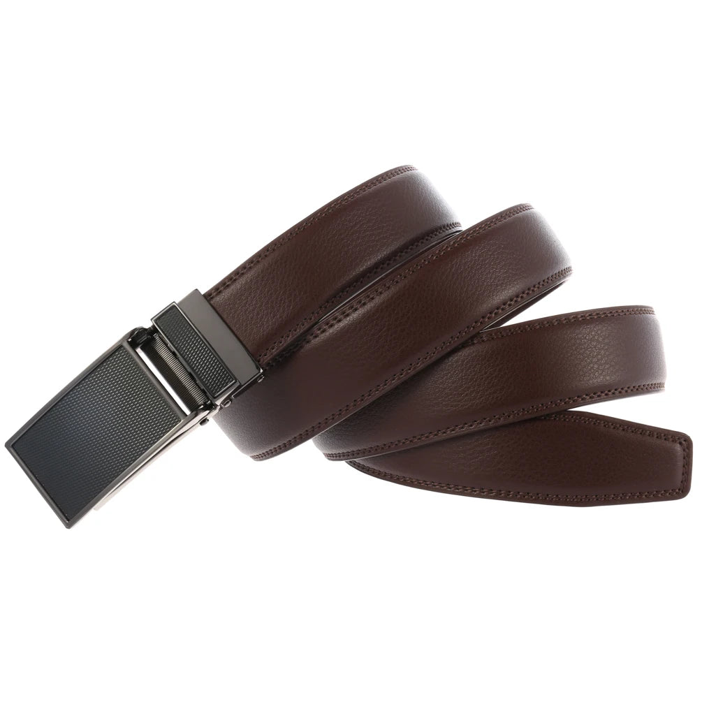 JMT-345482 Men's Leather Automatic Buckle Belt with Alloy Finish - Customisable Design