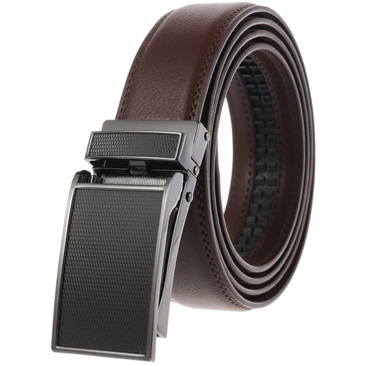 JMT-345482 Men's Leather Automatic Buckle Belt with Alloy Finish - Customisable Design
