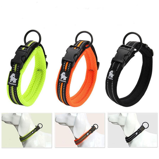 JMT-345546 Reflective 3M Soft Padded Dog Collar with Mesh Lining - Durable and Comfortable for Pets