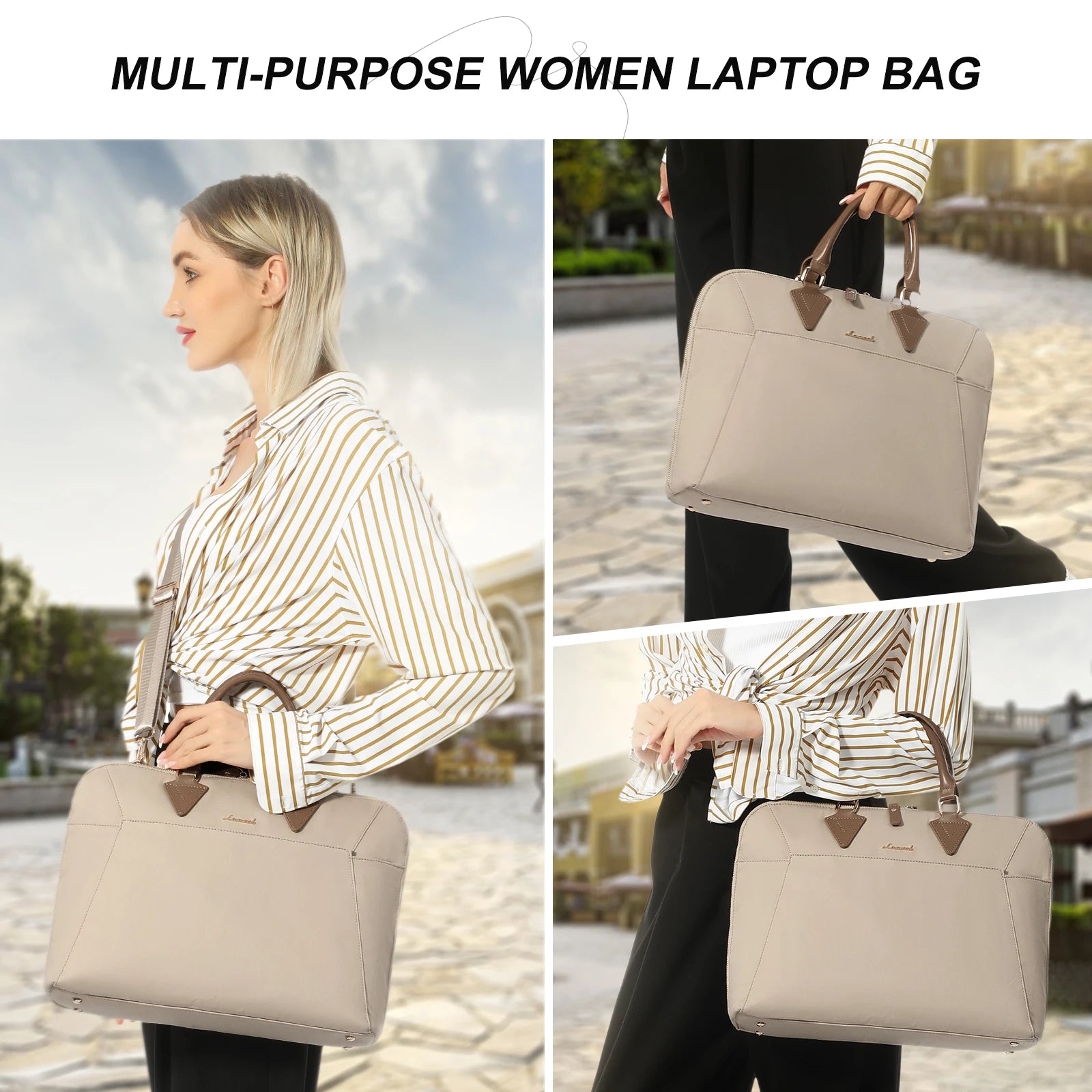 JMT-345546 Waterproof Canvas Business Bag Set for Women – 15.6in Briefcase and Large Tote Crossbody Laptop Handbag