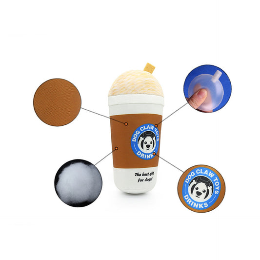 JMT-345866 Interactive Dog Plush Toy - Milk Tea Cup Design, Soft Nylon Fabric, Light/Coffee Color Options
