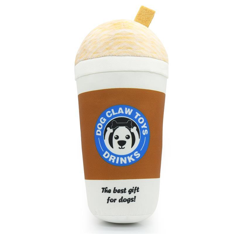 JMT-345866 Interactive Dog Plush Toy - Milk Tea Cup Design, Soft Nylon Fabric, Light/Coffee Color Options