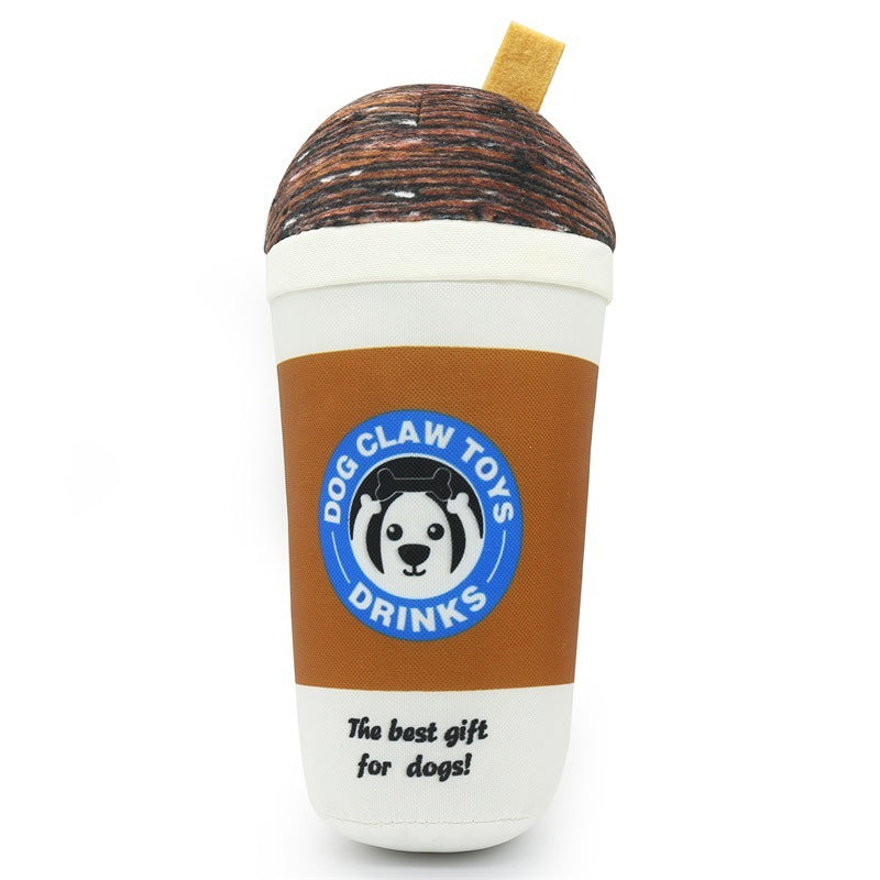 JMT-345866 Interactive Dog Plush Toy - Milk Tea Cup Design, Soft Nylon Fabric, Light/Coffee Color Options