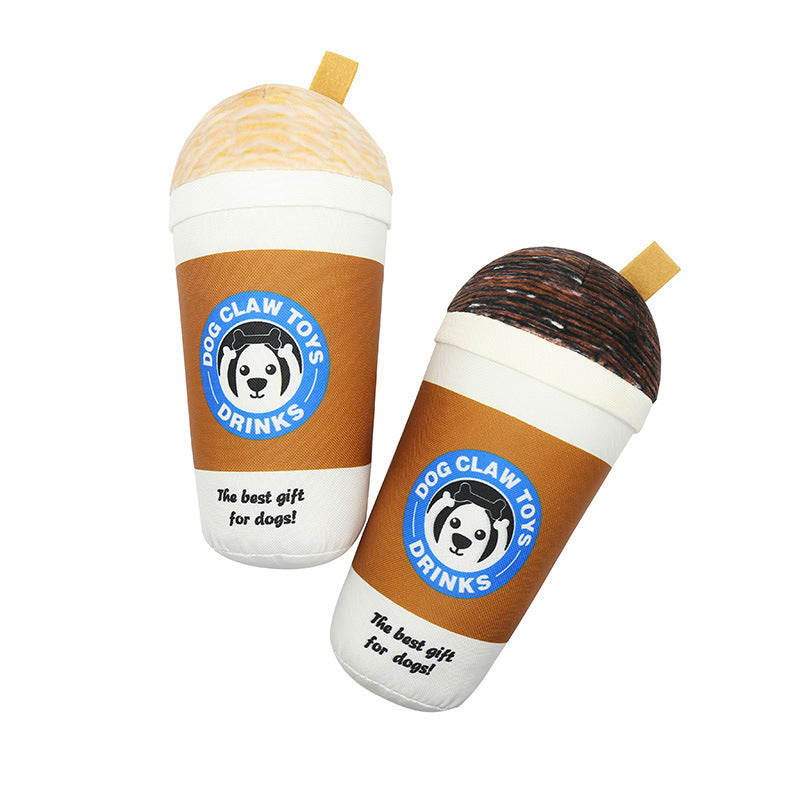 JMT-345866 Interactive Dog Plush Toy - Milk Tea Cup Design, Soft Nylon Fabric, Light/Coffee Color Options