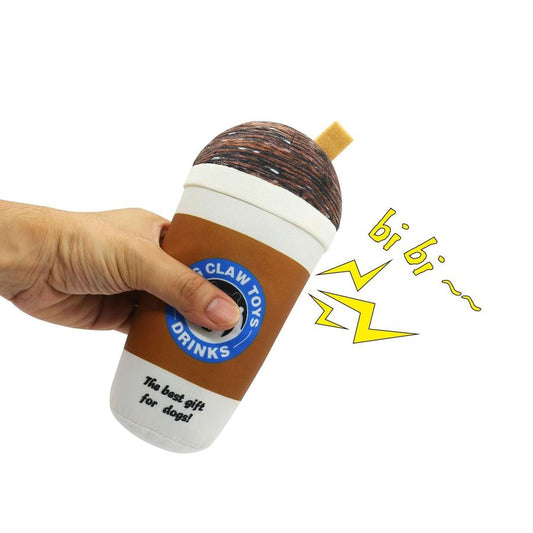 JMT-345866 Interactive Dog Plush Toy - Milk Tea Cup Design, Soft Nylon Fabric, Light/Coffee Color Options