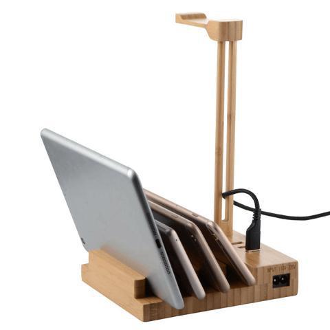 JMT-345866 Solid Wood Earphone Stand with Round Carving and Spray Finish for Elegant Home Decoration