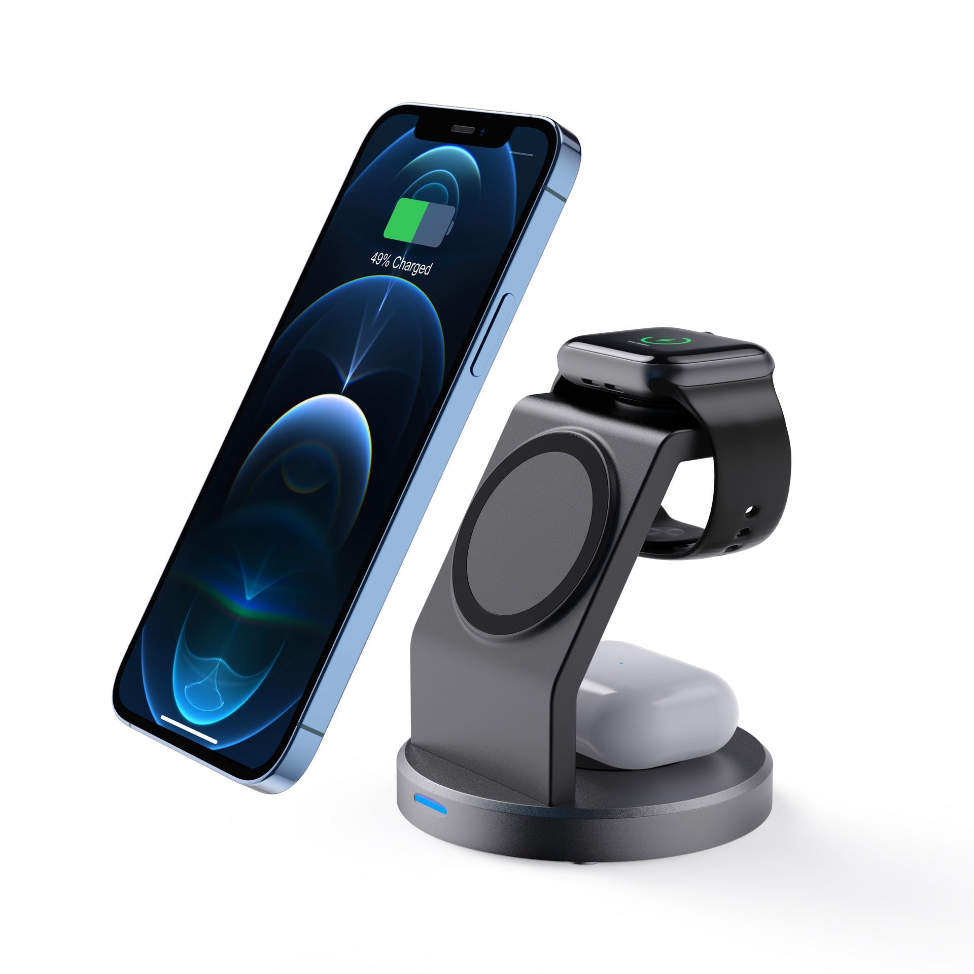 JMT-346058 15W Multifunctional Wireless Charger for Phone, Watch, and Headset - Black USB Interface