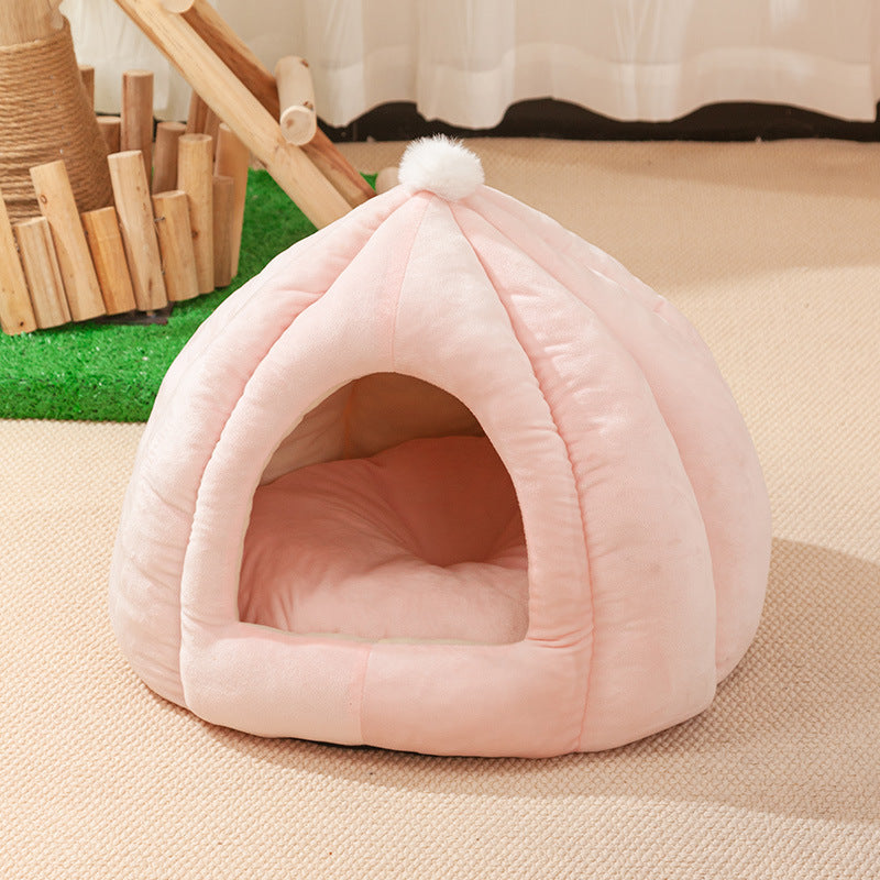 JMT-346186 Warm Pumpkin-Shaped Closed Cat Litter Box with High Elastic PP Cotton Bedding for Cozy Winter Comfort