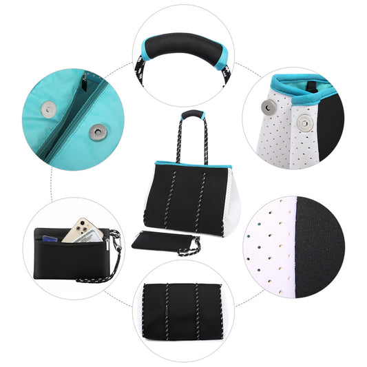 JMT-346698 Large Multipurpose Shoulder Gym Tote Bag with Small Purse for Travel and Beach Use