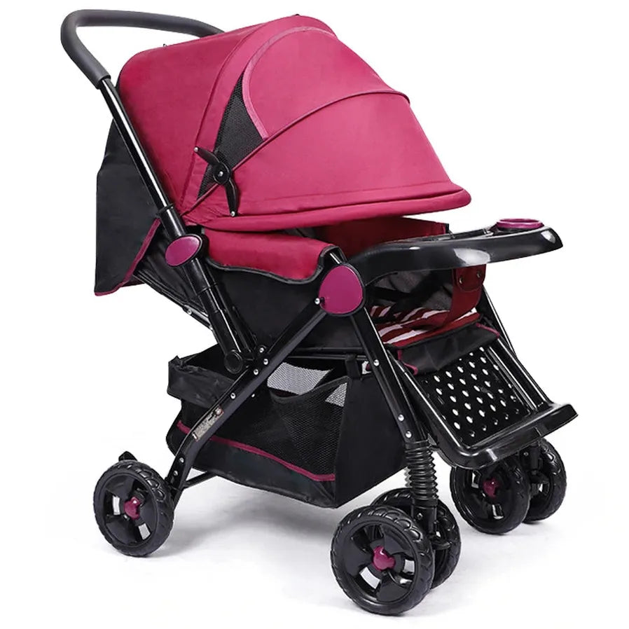 JMT-346890 Lightweight Foldable Travel Stroller with Two-Way Push Feature and Removable Dinner Plate, 3-in-1 Design