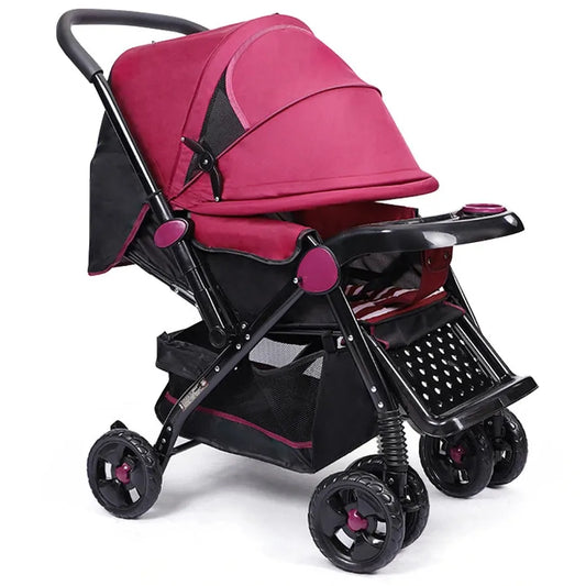 JMT-346890 Lightweight Foldable Travel Stroller with Two-Way Push Feature and Removable Dinner Plate, 3-in-1 Design