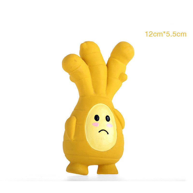 JMT-347018 Ginger Garlic Dog Latex Sound Toy - Three Fun Styles: Mr. Green Onion, Yellow Ginger, and Powdered Garlic