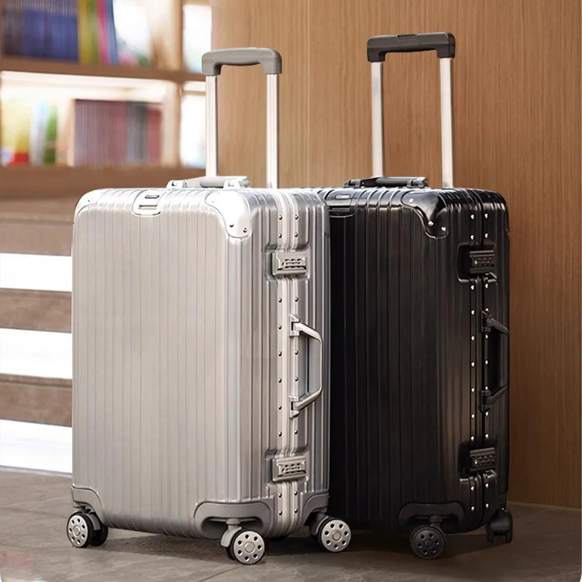 JMT-347914 Durable Aluminium Frame Trolley Suitcase with Integrated Password Lock