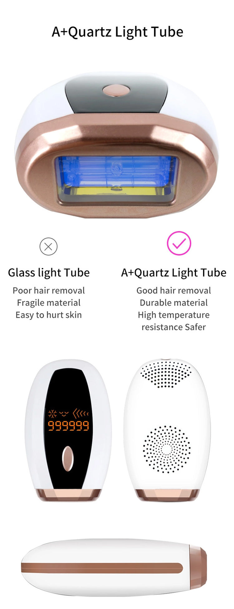 JMT-348170 IPL Laser Hair Removal Device for Men and Women, Multifunctional Freezing Point Technology, Whole Body Use, Electric Power Supply