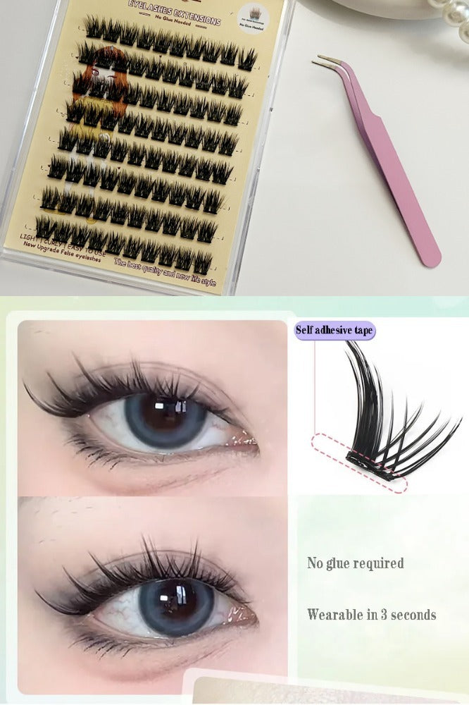 JMT-348298 3D Self-Adhesive False Eyelashes with Small Tweezer Tool - 8 Rows