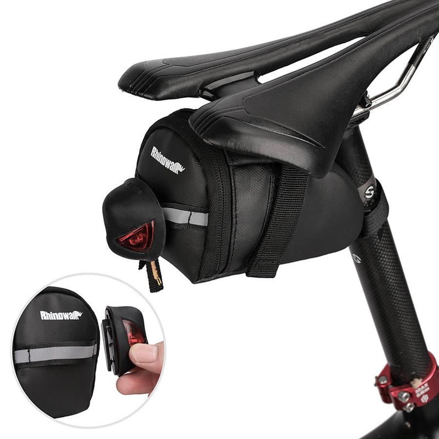 JMT-348362 Lightweight Black Bicycle Saddle Bag - 1L Polyester Tail Storage Kit