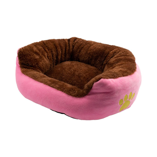 JMT-348490 Plush Pet Sofa with Dog Paw Print Design in Blue and Pink, Available in S, M, L Sizes