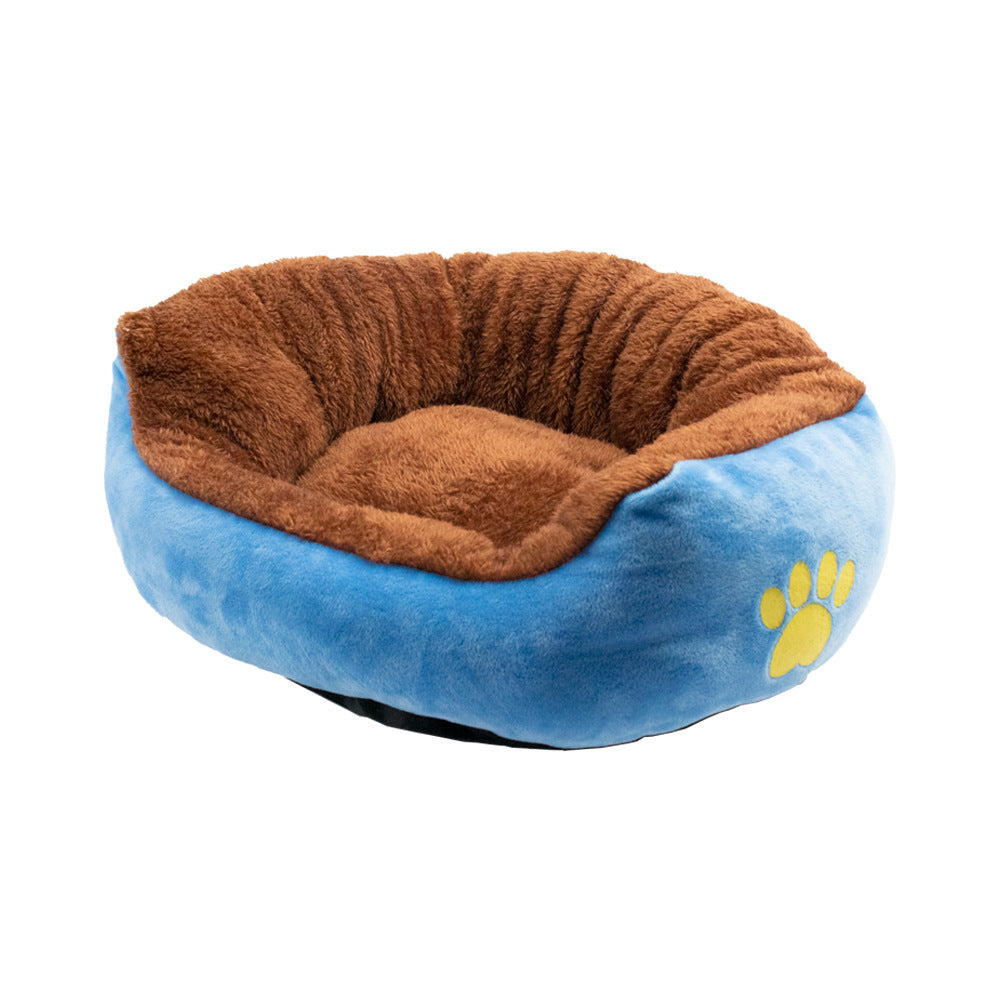 JMT-348490 Plush Pet Sofa with Dog Paw Print Design in Blue and Pink, Available in S, M, L Sizes