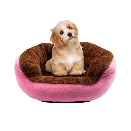 JMT-348490 Plush Pet Sofa with Dog Paw Print Design in Blue and Pink, Available in S, M, L Sizes
