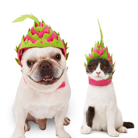 JMT-349002 Pitaya Fruit Design Cozy Pet Hat for Dogs and Cats - Lightweight, Breathable, Adjustable Costumes for Halloween Parties