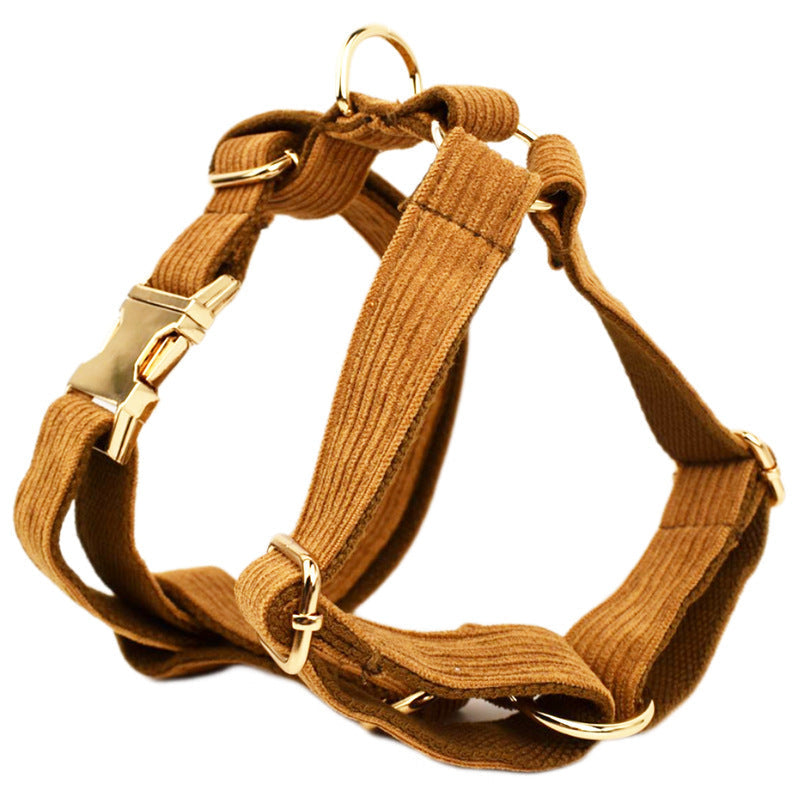 JMT-349514 Velvet Fabric Dog Collar with Leash, Bow, Flower, Vest, and Poop Bag - Adjustable Sizes XS to XL