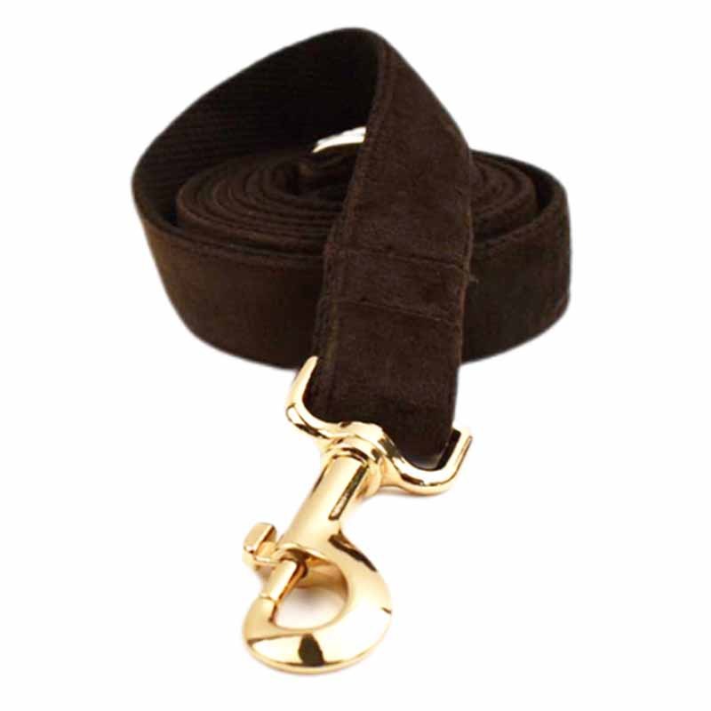 JMT-349514 Velvet Fabric Dog Collar with Leash, Bow, Flower, Vest, and Poop Bag - Adjustable Sizes XS to XL