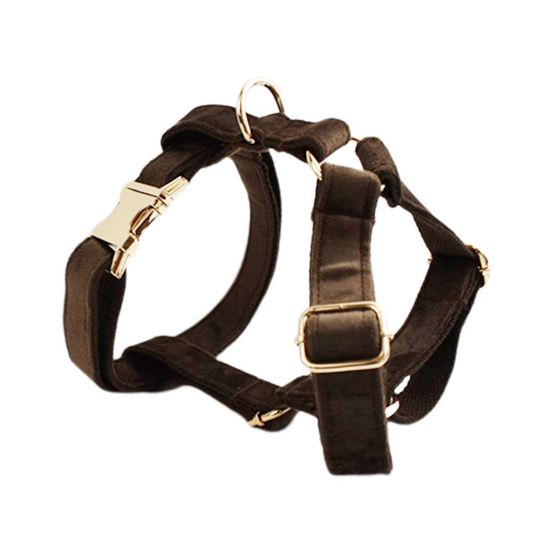 JMT-349514 Velvet Fabric Dog Collar with Leash, Bow, Flower, Vest, and Poop Bag - Adjustable Sizes XS to XL