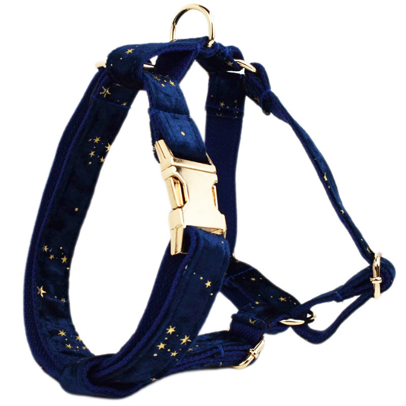 JMT-349514 Velvet Fabric Dog Collar with Leash, Bow, Flower, Vest, and Poop Bag - Adjustable Sizes XS to XL