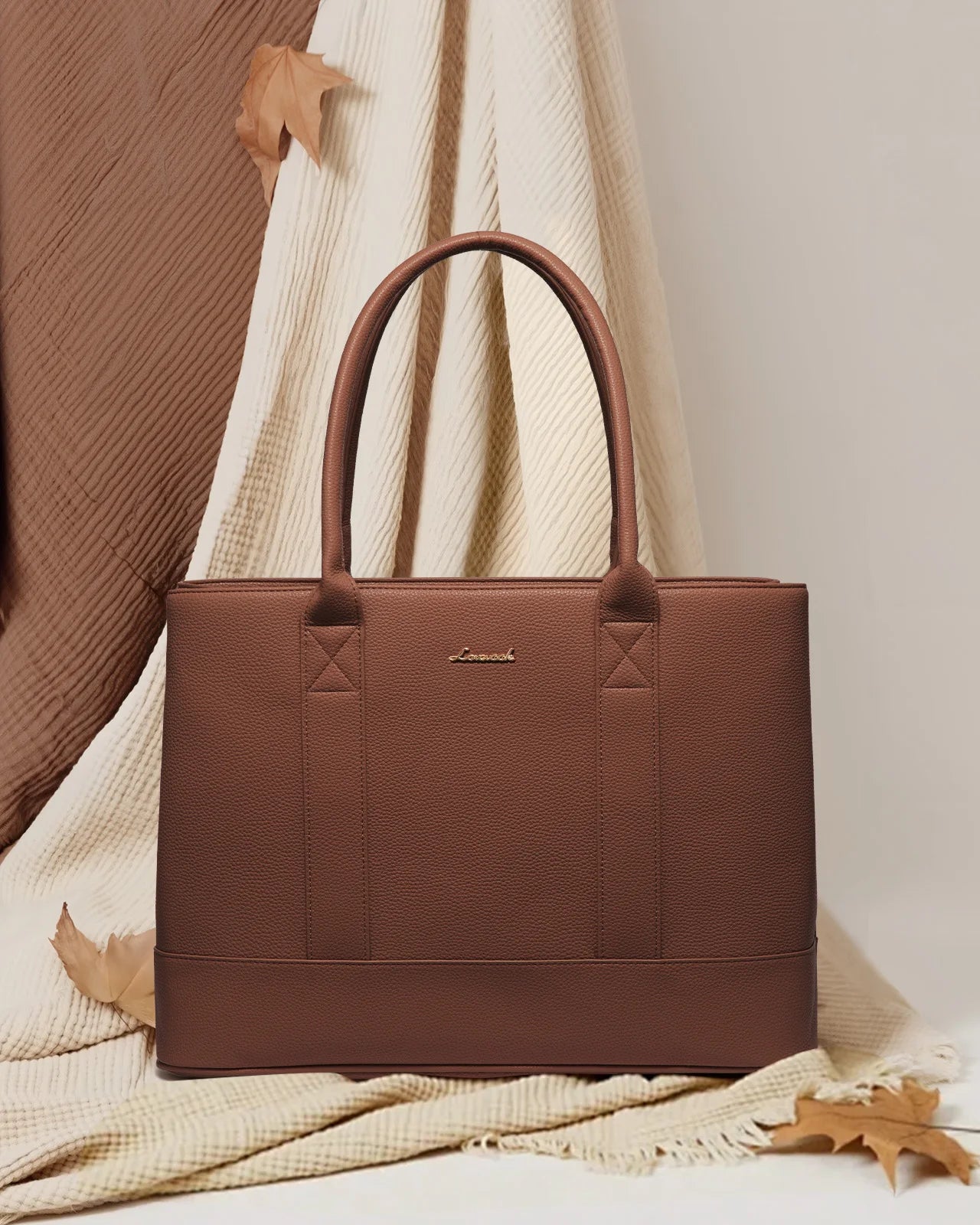 JMT-350154 Stylish Soft Leather Laptop Tote Bag for Women, 17-inch Office Briefcase and Shoulder Purse