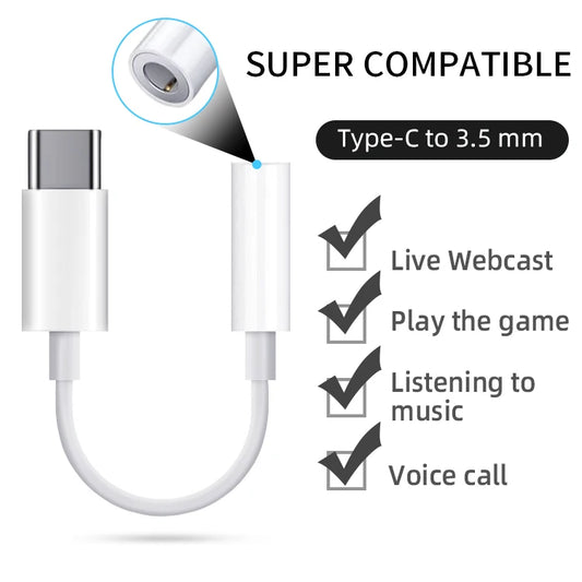 JMT-350154 USB-C to 3.5mm Audio Adapter for Compatible Smartphones and Devices