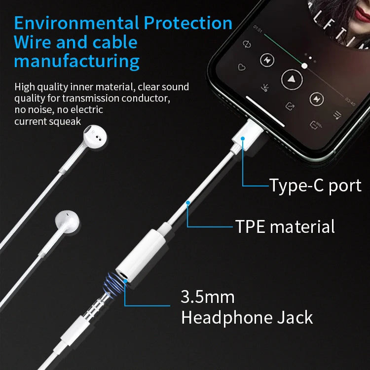 JMT-350154 USB-C to 3.5mm Audio Adapter for Compatible Smartphones and Devices
