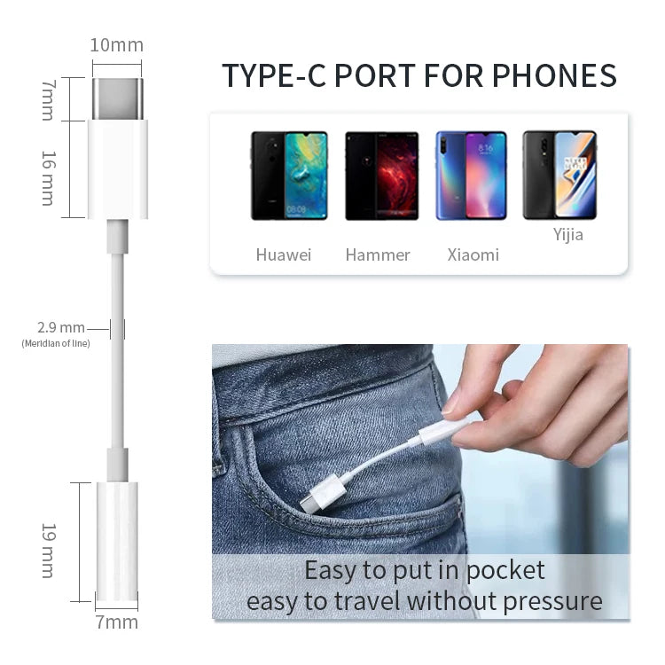 JMT-350154 USB-C to 3.5mm Audio Adapter for Compatible Smartphones and Devices