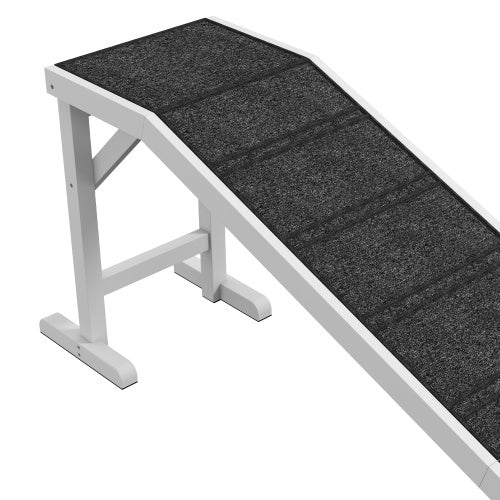 JMT-350346 Dog Bed Ramp with Non-Slip Carpet and Easy Access Platform - 74" x 16" x 25" - Sturdy Wood Construction