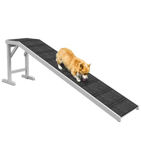 JMT-350346 Dog Bed Ramp with Non-Slip Carpet and Easy Access Platform - 74" x 16" x 25" - Sturdy Wood Construction