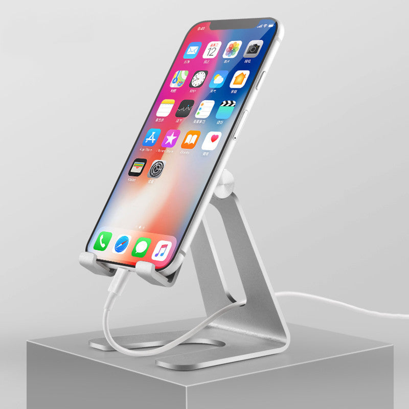 JMT-350346 Double Folding Mobile Phone and Tablet Stand, Aluminum Alloy with Silicone Grip, Compact Design