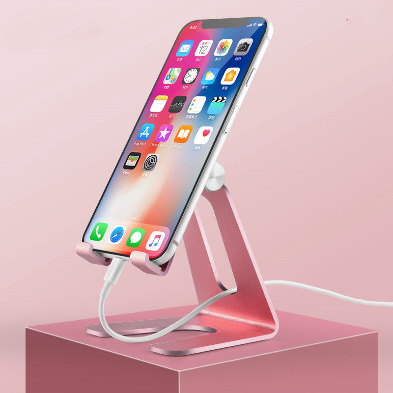 JMT-350346 Double Folding Mobile Phone and Tablet Stand, Aluminum Alloy with Silicone Grip, Compact Design