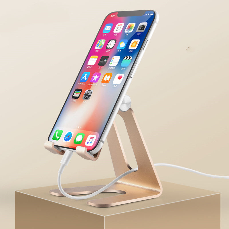 JMT-350346 Double Folding Mobile Phone and Tablet Stand, Aluminum Alloy with Silicone Grip, Compact Design