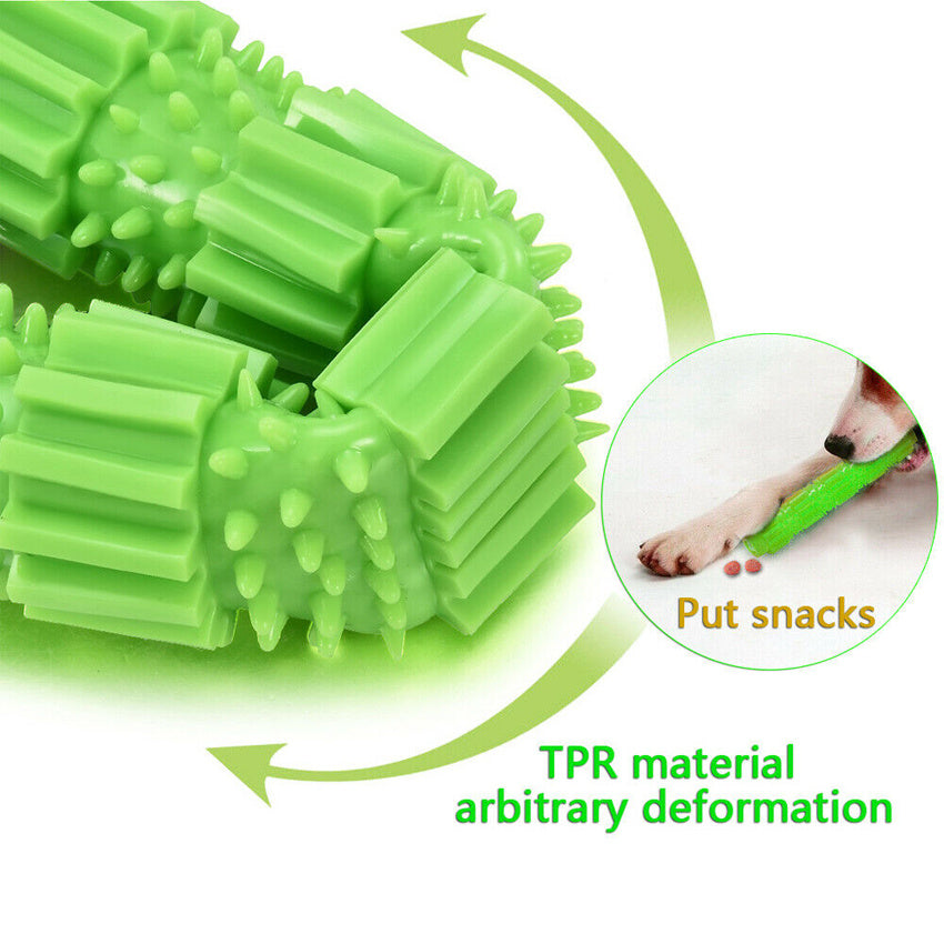 JMT-350474 Durable Treat Dispensing Rubber Dog Chew Toy with Teeth Cleaning and Squeaking Features