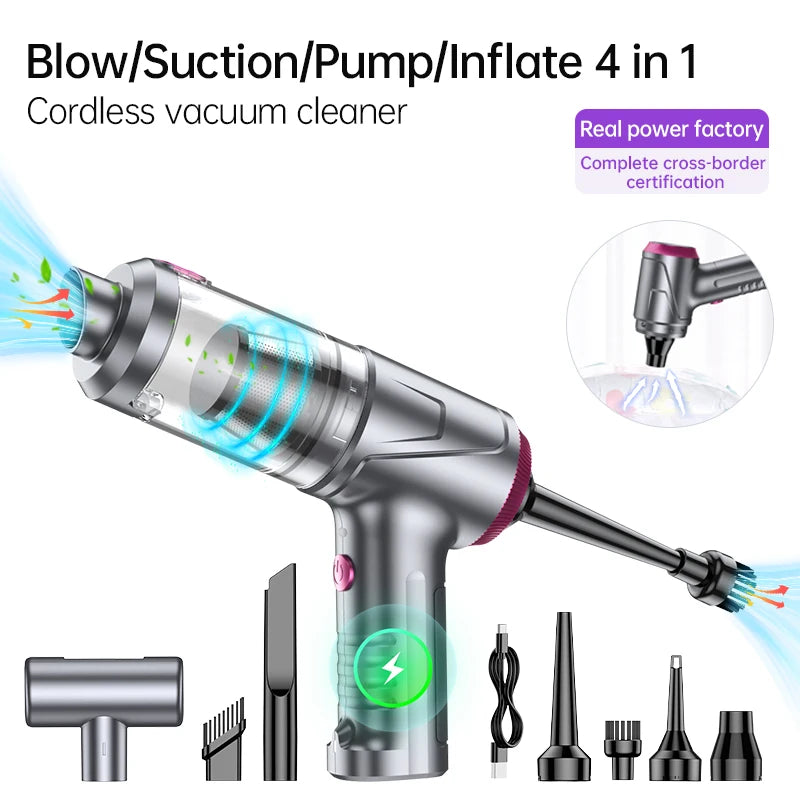 JMT-350794 4-in-1 Handheld Wireless Vacuum Cleaner with Blowing and Suction for Home and Car Cleaning