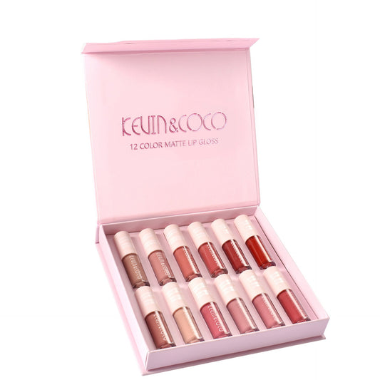 JMT-350922 12-Color Waterproof Lip Gloss Set for Long-Lasting Shine and Hydration