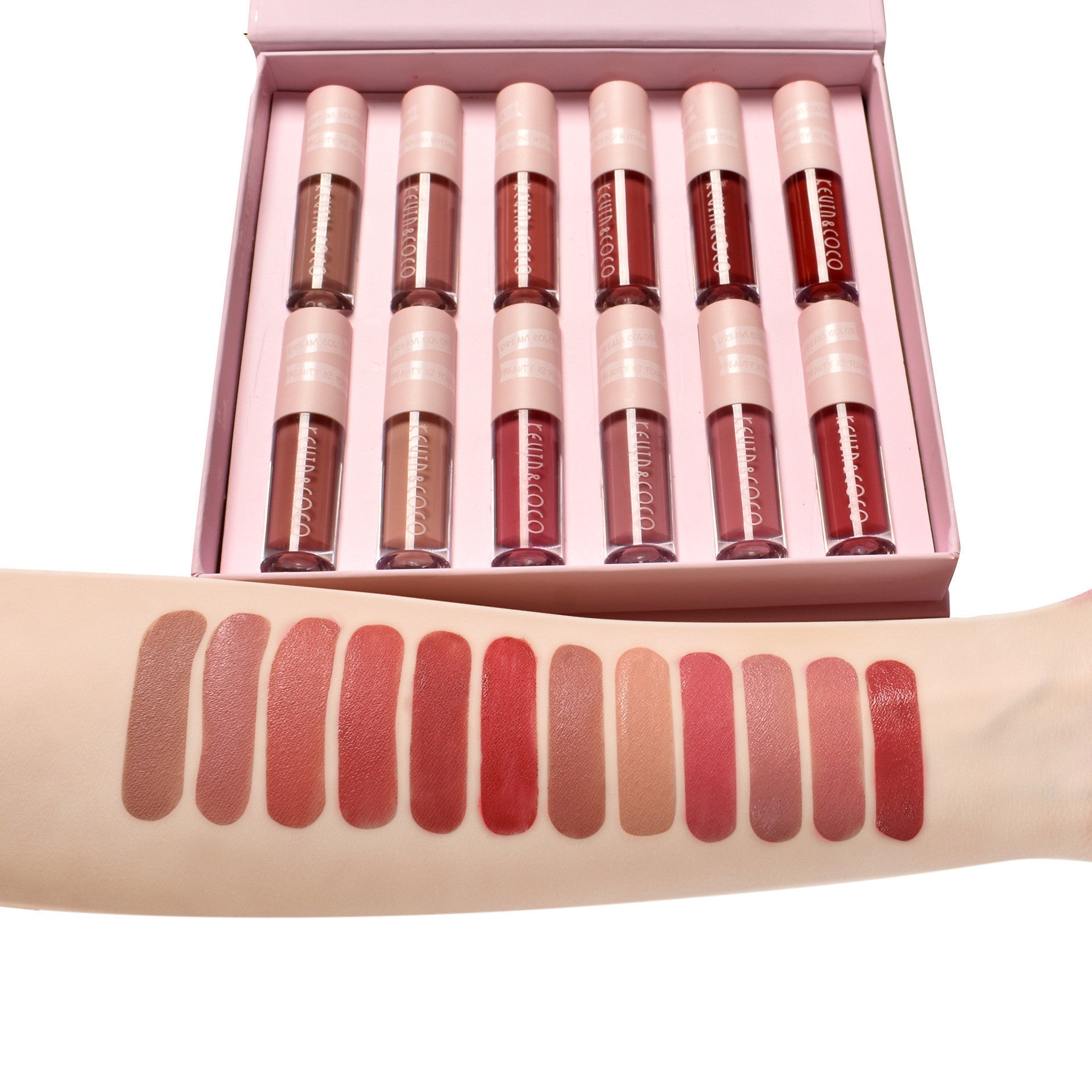JMT-350922 12-Color Waterproof Lip Gloss Set for Long-Lasting Shine and Hydration