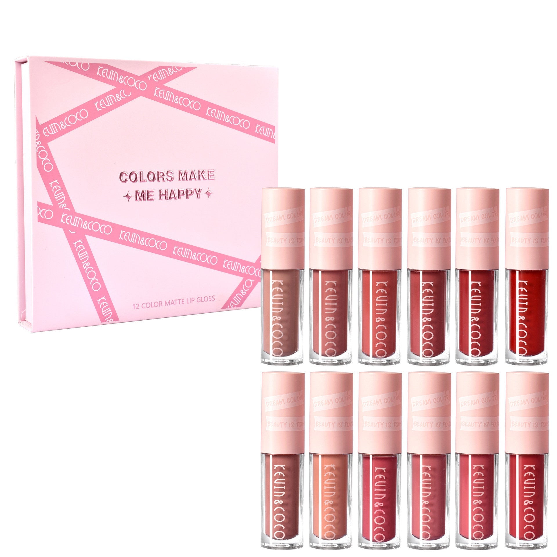 JMT-350922 12-Color Waterproof Lip Gloss Set for Long-Lasting Shine and Hydration