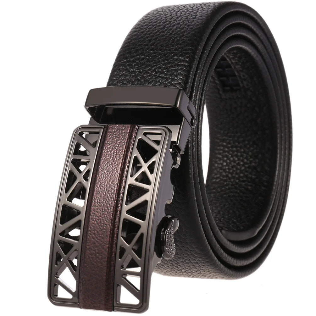 JMT-351242 Men's Cowhide Leather Belt - Model LY36-000011-5, Classic Style for Everyday Wear