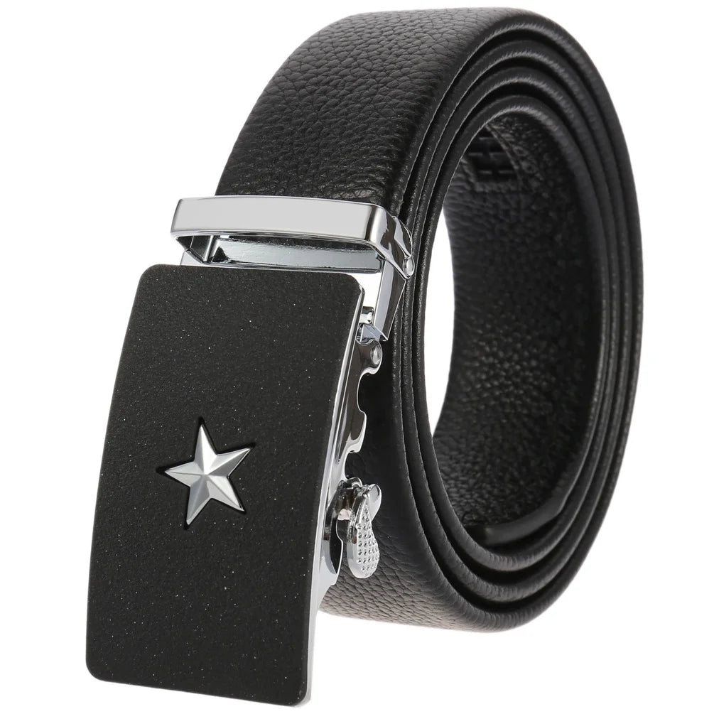 JMT-351242 Men's Cowhide Leather Belt - Model LY36-000011-5, Classic Style for Everyday Wear