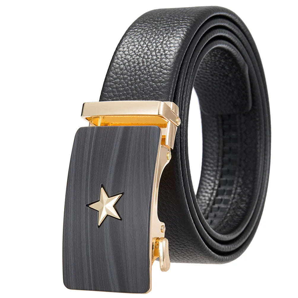JMT-351242 Men's Cowhide Leather Belt - Model LY36-000011-5, Classic Style for Everyday Wear