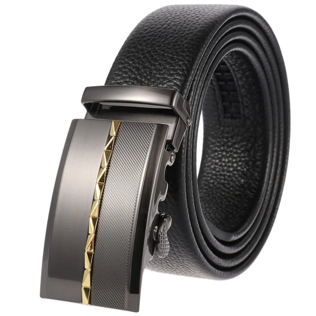 JMT-351242 Men's Cowhide Leather Belt - Model LY36-000011-5, Classic Style for Everyday Wear