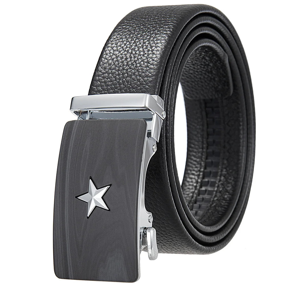 JMT-351242 Men's Cowhide Leather Belt - Model LY36-000011-5, Classic Style for Everyday Wear