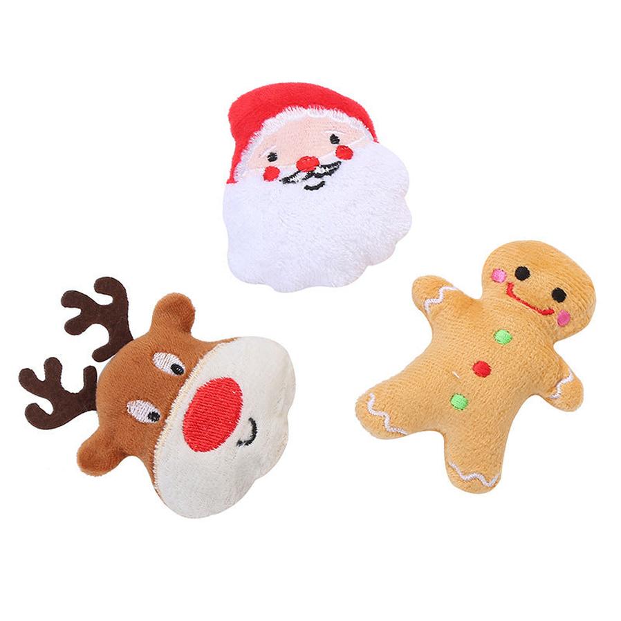 JMT-351306 Christmas Plush Catnip Toys - Santa Claus, Gingerbread Man, Elk Design
